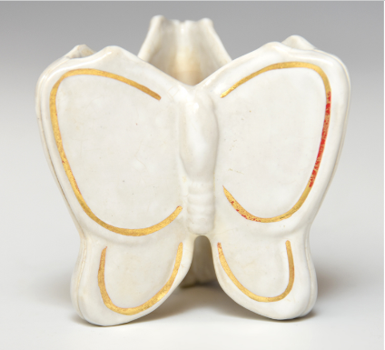 ◇アンティーク◇ 膳所焼 陽炎園造 交趾写蝶蓋置 【木箱】 サイズ