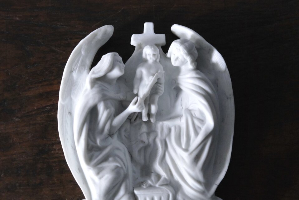 ベニティエ 聖水盤 イエス 天使 ビスク フランス アンティーク 0502239