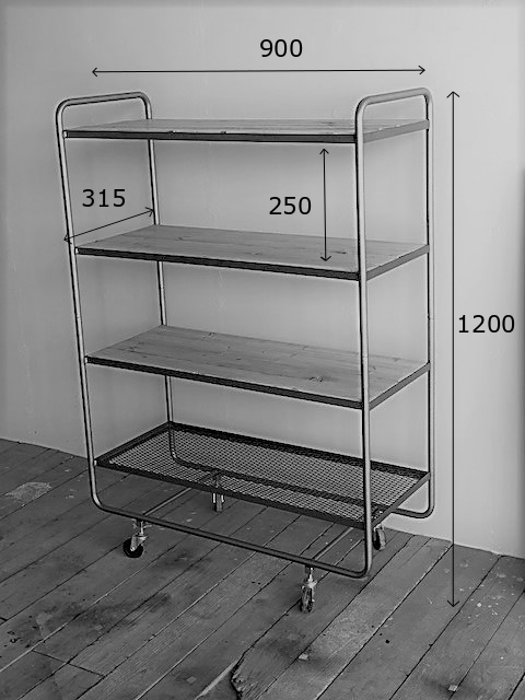 ポールシェルフ・ラック【アイアンポールシェルフ/Iron pole shelf/4段