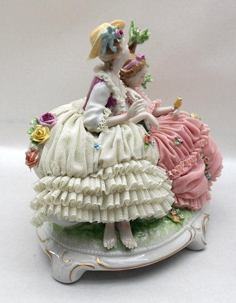 UNTER WEISS BACH ドイツ製 レースドール 人形 オブジェ 西洋陶磁器