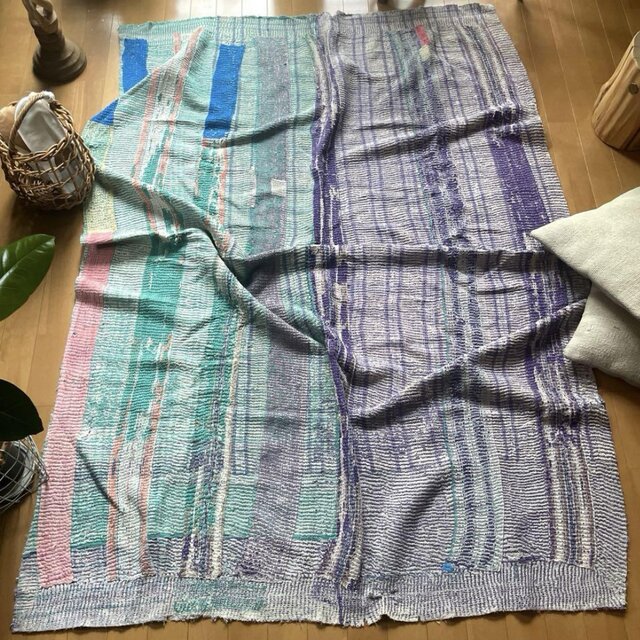 大判123-129×181 インド 手縫いヴィンテージカンタキルト ラリーキルト