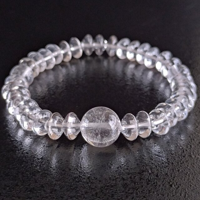 ヒマラヤ水晶・ブラジル水晶・8mm(親玉12mm)【そろばん型・高品質