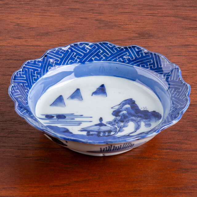 古伊万里 染付 楼閣山水文 平鉢皿 江戸後期 D204 | iichi 日々の暮らし