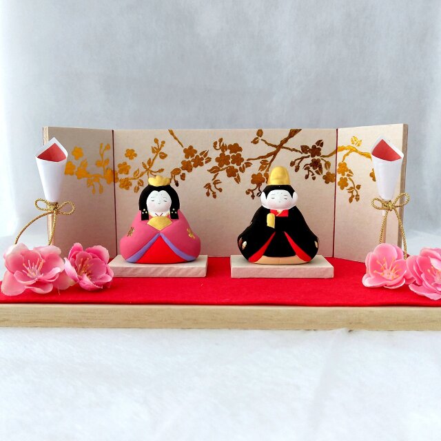 お雛様】 おひなさま 百花 親王飾りセット 「桃の花 屏風」 | iichi
