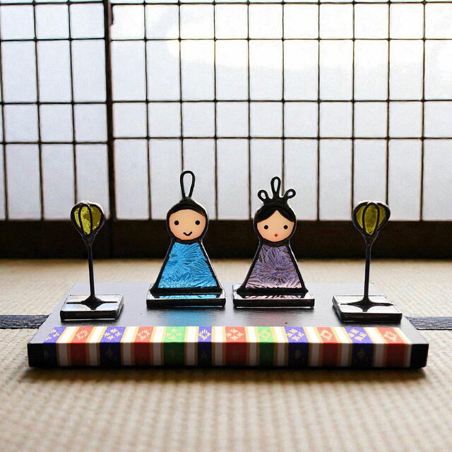 小さい小さい手のり雛 おひなさま 雛祭り 雛人形 ステンドグラス 置物