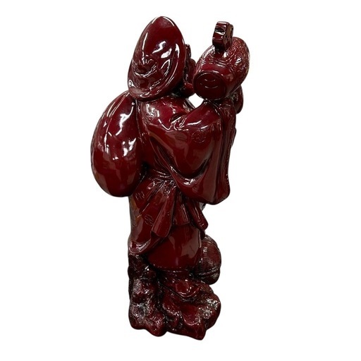 七福神 置物 大黒天 布袋尊 2体ペア 赤漆塗 高さ約60cm◇縁起物 商売