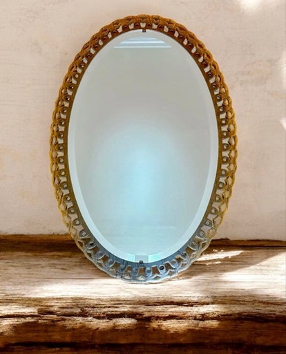 国産高級家具 レース細工ウォールミラー アンティーク調 鏡 (kao) 荻窪