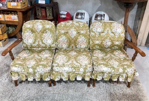 J24☆飛騨産業☆3人掛けキツツキソファ 穂高シリーズ W176cm サテンG