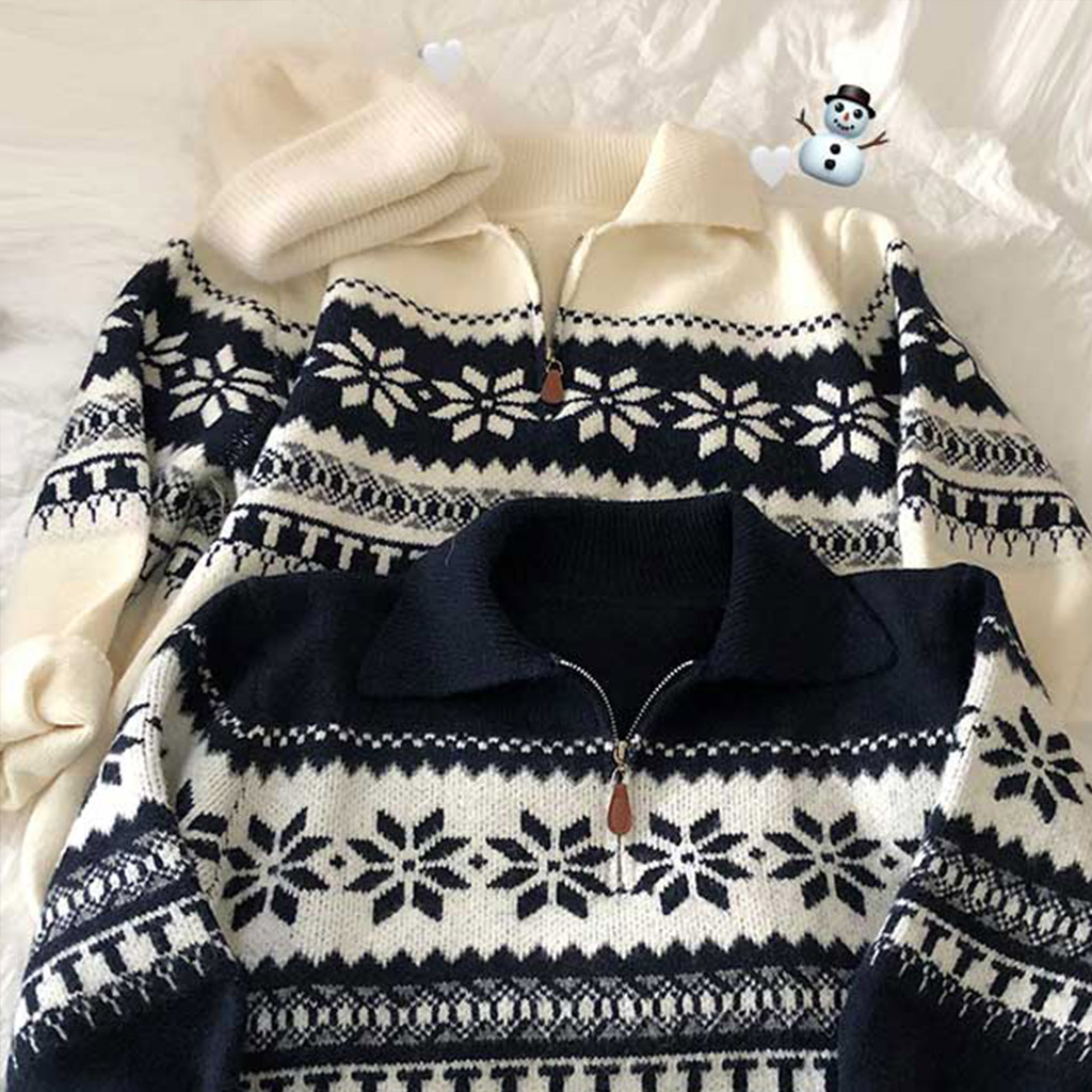 ノルディック柄ハーフジップニット | ファッション通販サイト NUGU