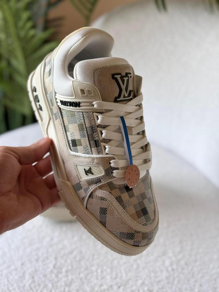 Louis Vuitton LV Trainer Men's Pixel Sneakers in Neutral Colors