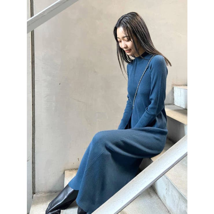 リブハイネックマキシニットワンピース[品番：MKSW0042781]｜EMODA