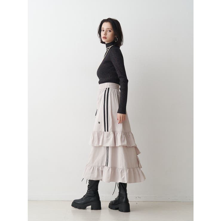 WEB限定】ラインフリルフレアスカート[品番：MKSW0066848]｜jouetie