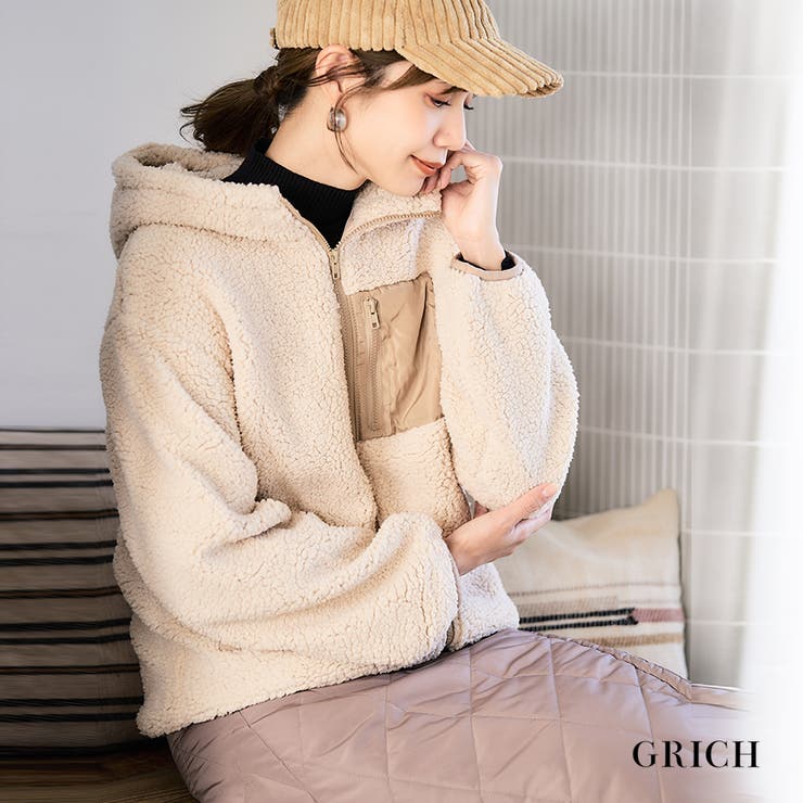 ボアジャケット レディース フード付き[品番：GW000003127]｜Growing