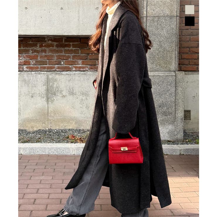 ウエストリボンデザインロングガウンコート［K1412］ ウエストリボン