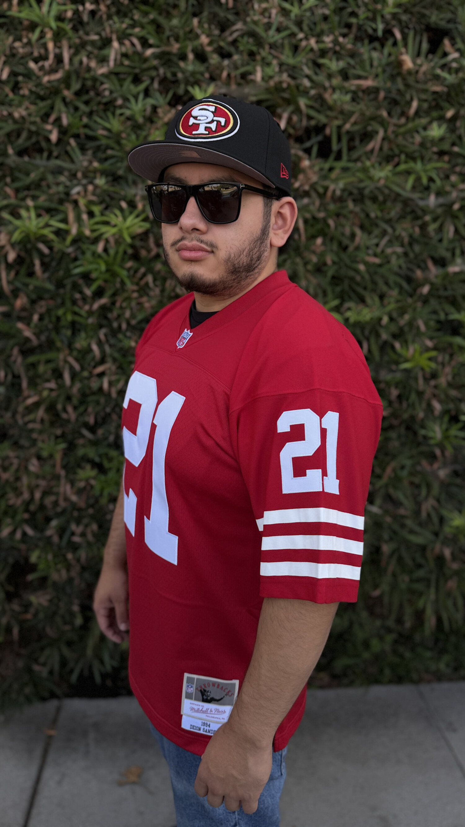 NFL 49ers Men's Mitchell & Ness 1994 Deion Sanders #21 Jersey Red