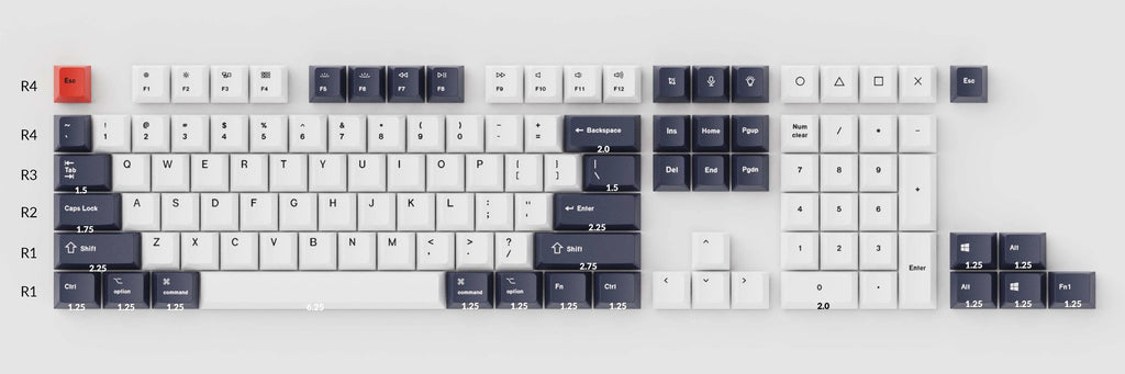 Keychron OEM Dye-Sub PBTキーキャップセット(Bluish Black White