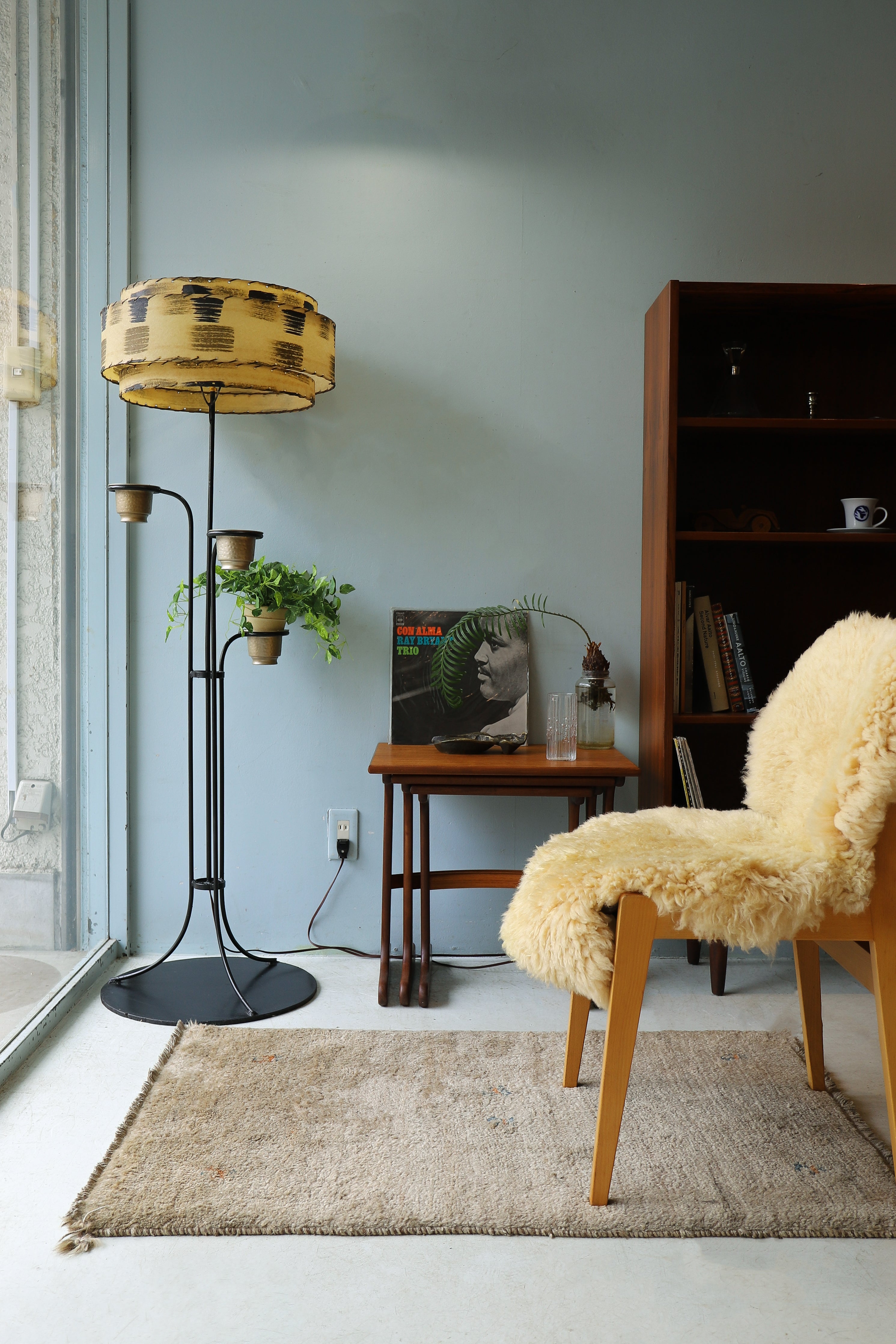 アメリカヴィンテージ フロアスタンド ランプ プランター ミッド