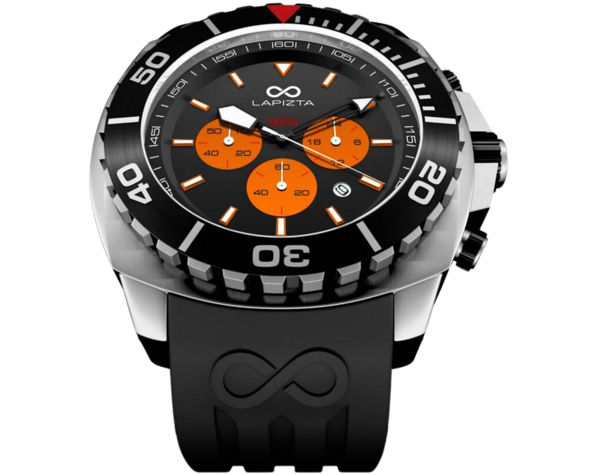 Orange 48mm Chronograph Watch with 300 Meter WR | Lapizta Izurus