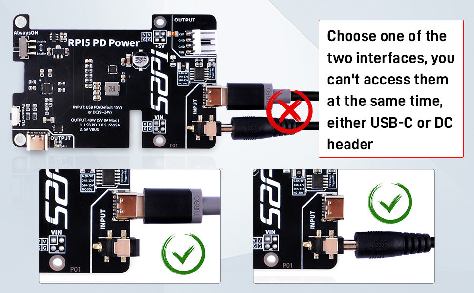 52Pi PD Power Expansion Board for Raspberry Pi 5 8GB 4GB, with