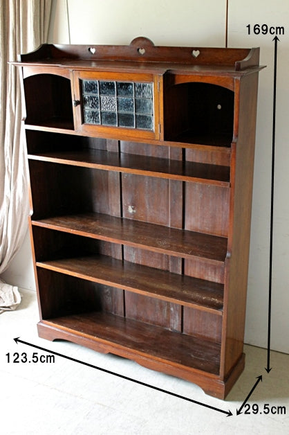 1900年代オーク材アーツ＆クラフツのブックケース（本棚）高さ169cm