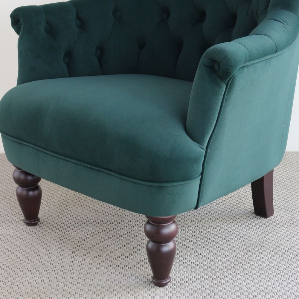 リッチなボタンバック♪ 1人掛けソファ／グリーン EB1-221217