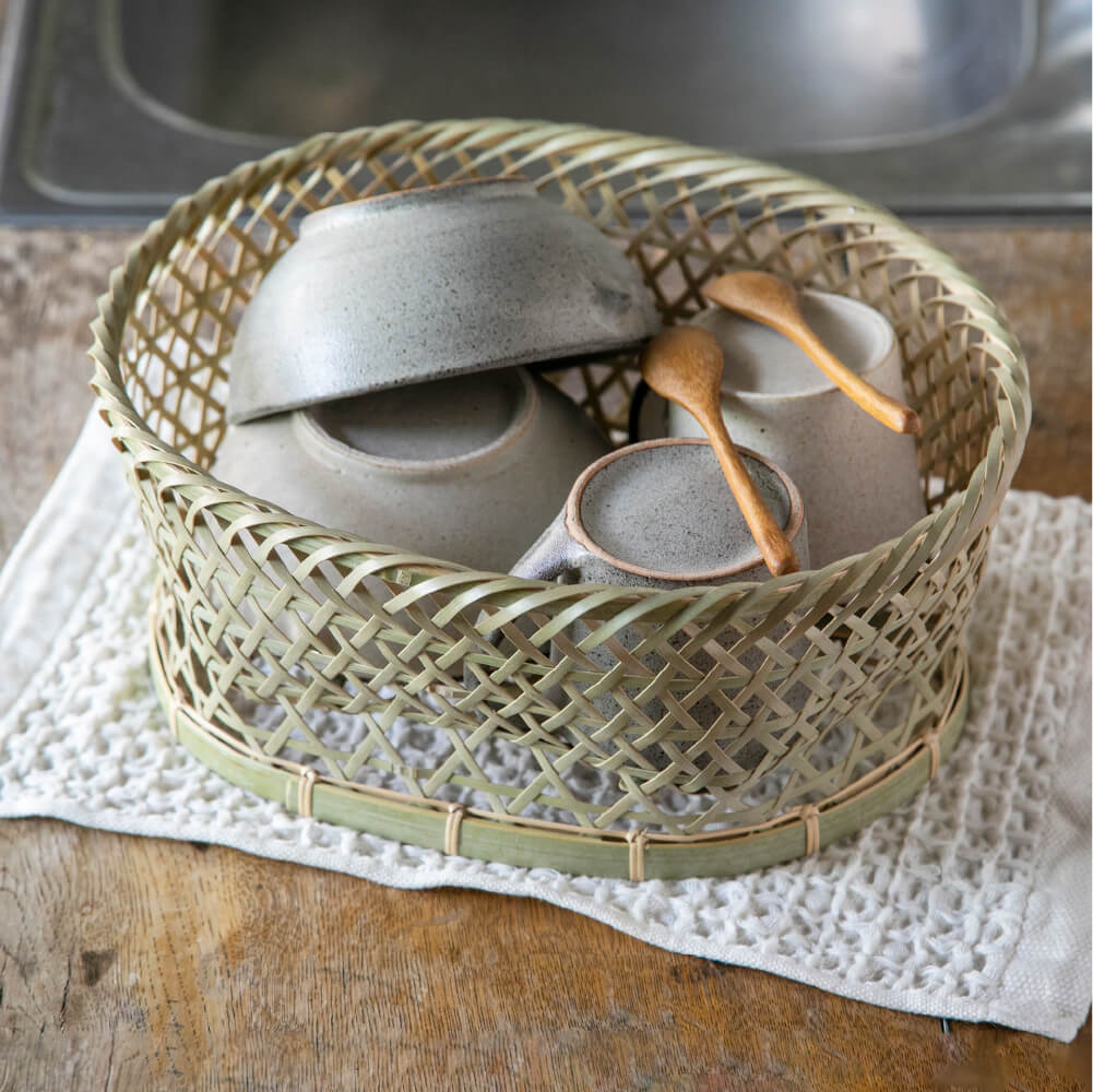 洗い物の新しい定位置】竹籠工房 ゴマコチ 茶碗かご 小 ｜のレン神楽坂