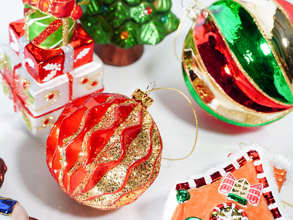 BROOKS HOME GARDEN ガラス製 クリスマスオーナメント 9点セット【翌