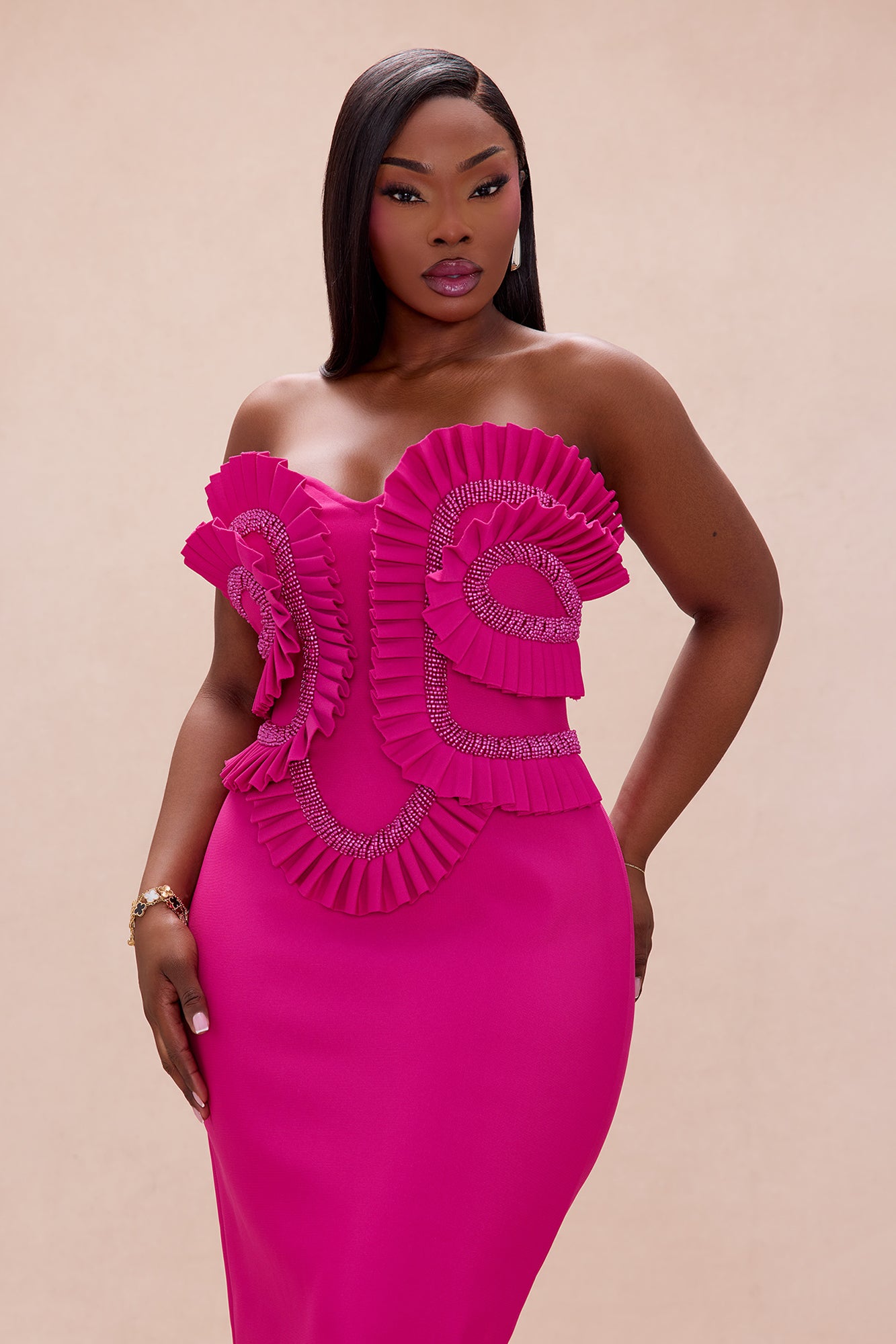 Jade Beaded Bandage Maxi Dress - Magenta | Fashion Nova