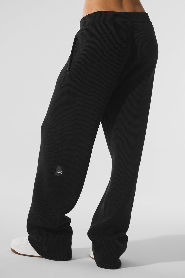 Domain Rib Knit Sweatpant - Black | ALO