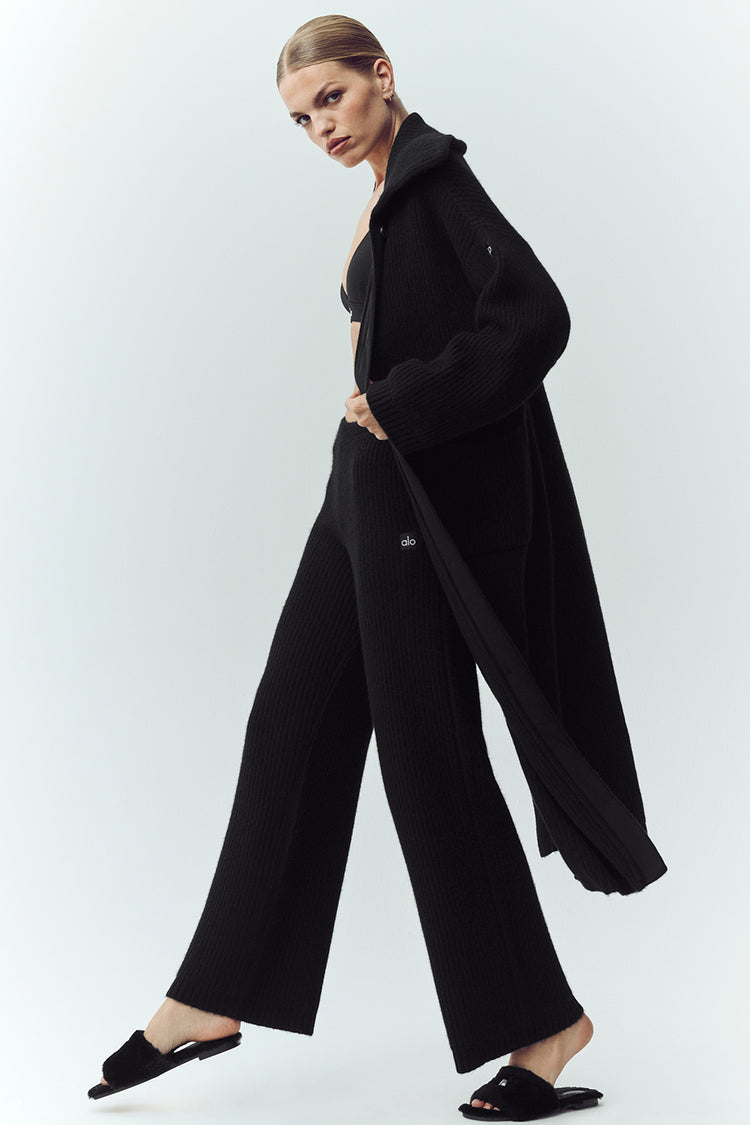 Cashmere Northstar Long Cardigan - Black | ALO