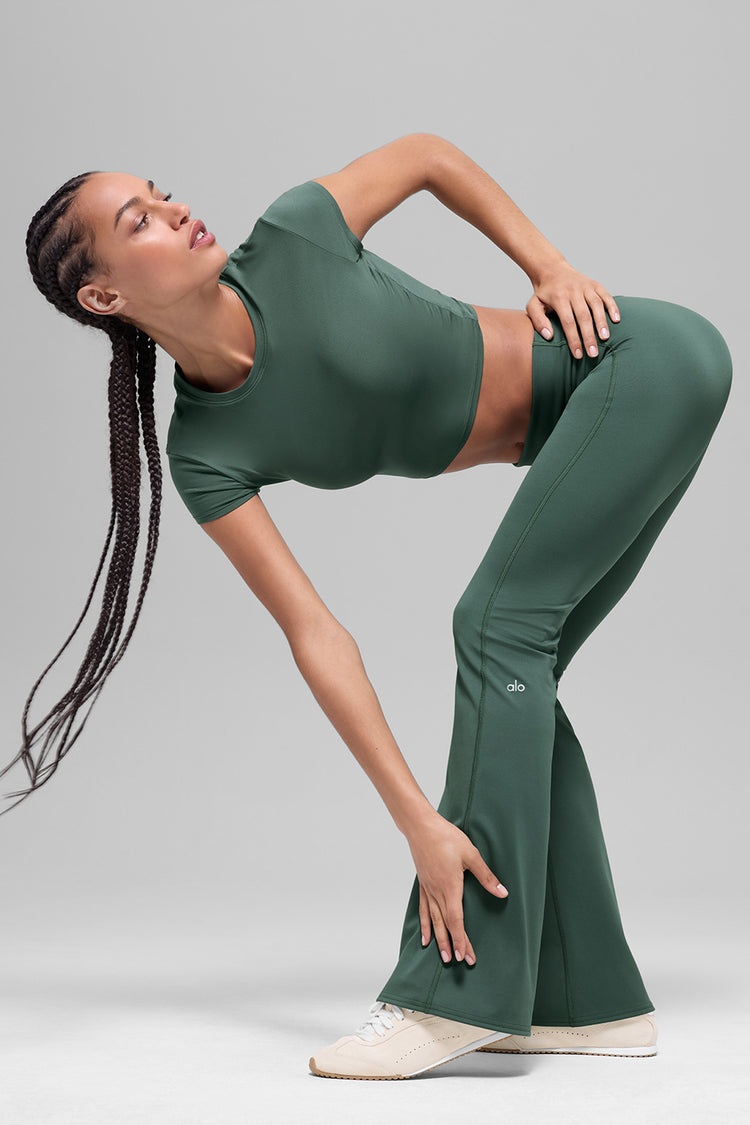 ALO Softsculpt 7/8 Foldover Flare Legging - Clover Green | ALO