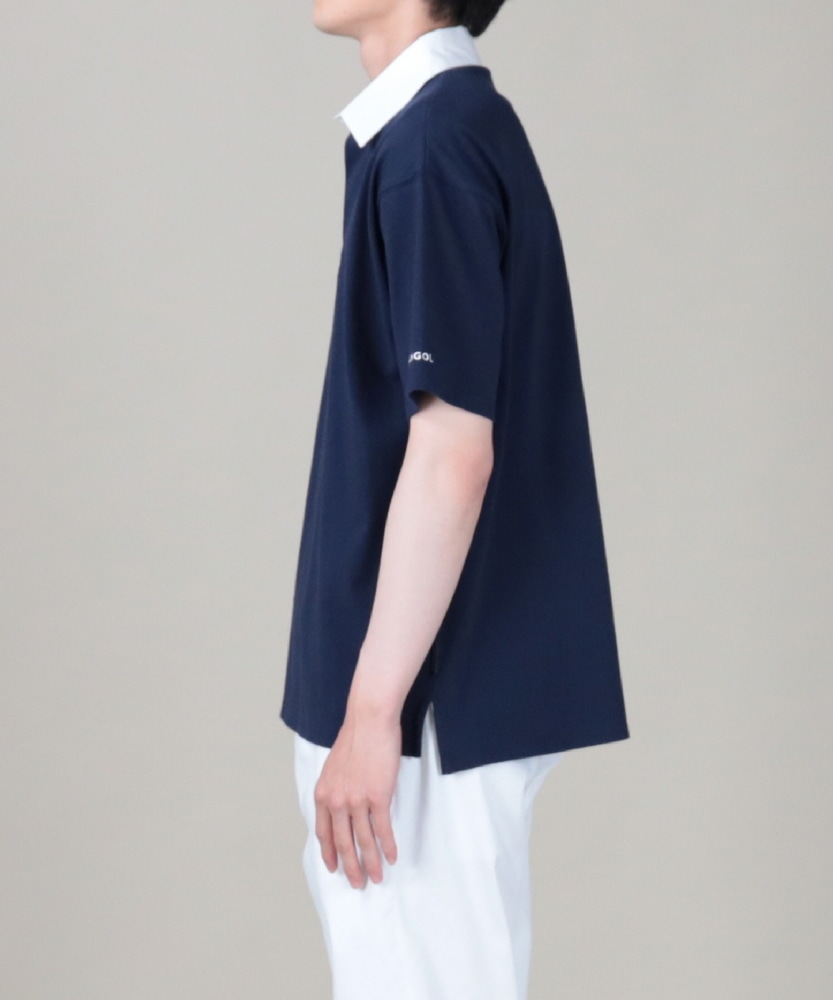 ビッグシルエット無地ラガーシャツ メンズ(M ネイビー): トップス