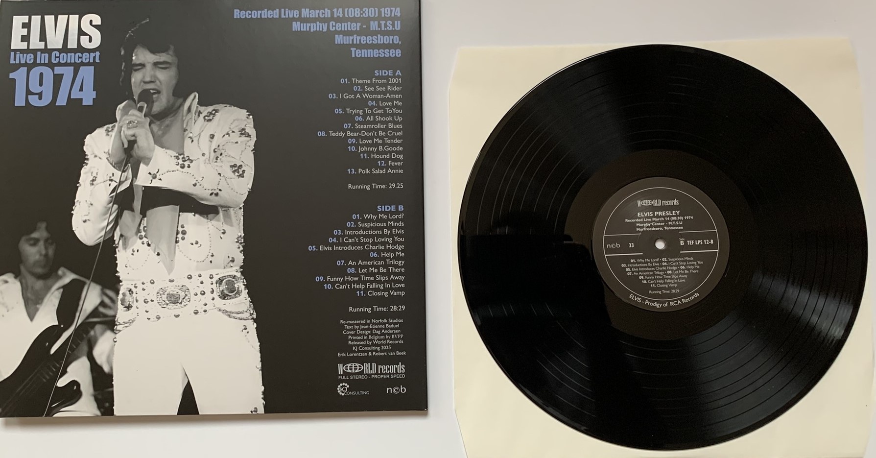 Elvis Live In Concert 1974 March 14 - 19 Murfreesboro 33RPM 2 LP