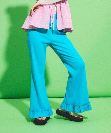 リブフレアフリルパンツ[商品：PN25SS-034] - PUNYUS Online Store