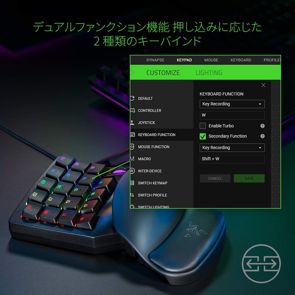 Razer レイザー Tartarus Pro 左手用ゲーミングキーパッド アナログ