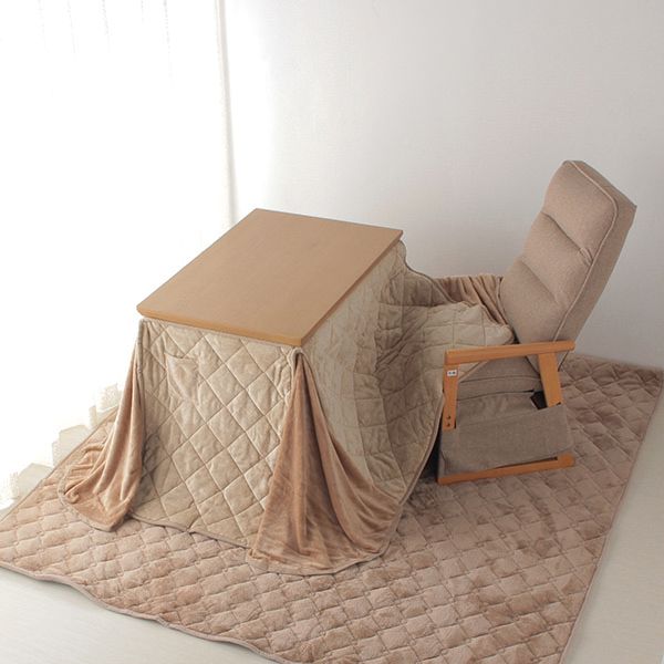 コンセント・USBポート付高脚こたつ3点セット(1人掛け用) ナチュラル