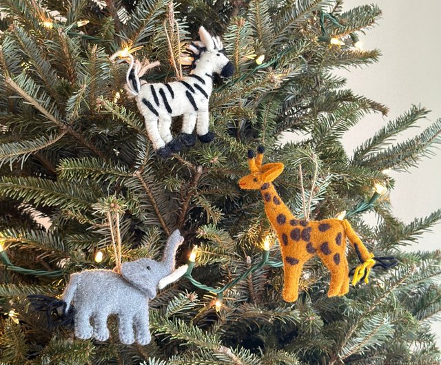 台湾 クリスマス ツリー オーナメント 3 セット ゼブラ ゾウ キリン