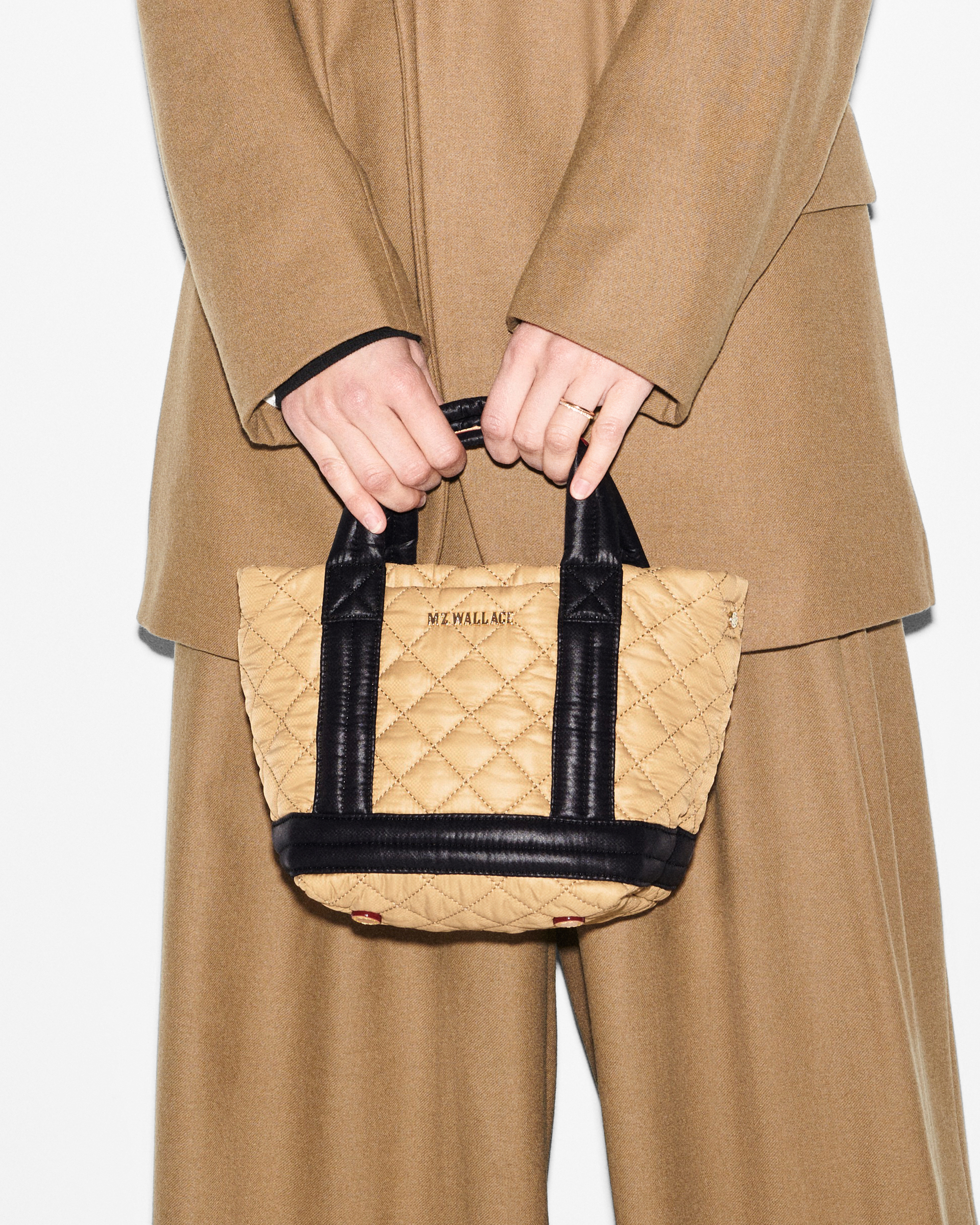 MZ Wallace Handbags Mini Empire Tote Camel & Black