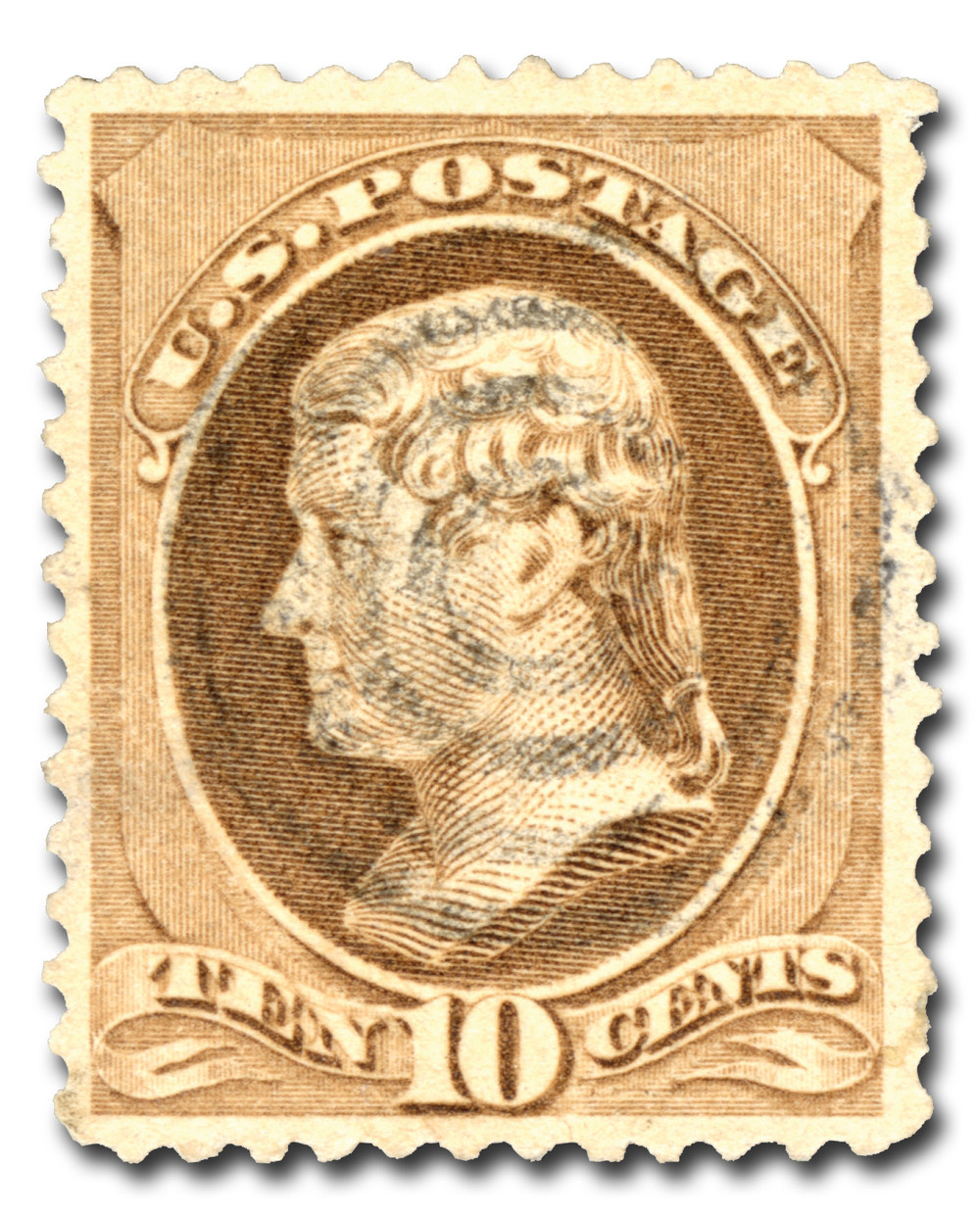 209 - 1882 10c Thomas Jefferson, Brown, Re-Engraved, Soft Paper