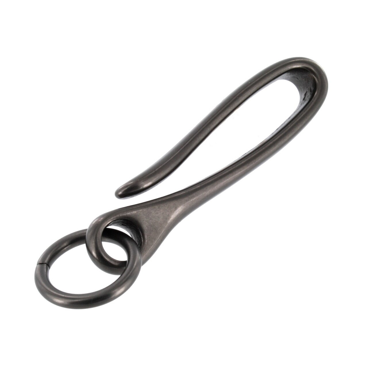 Gun Metal, Japanese Fish Hook Key Chain, Solid Brass-LL