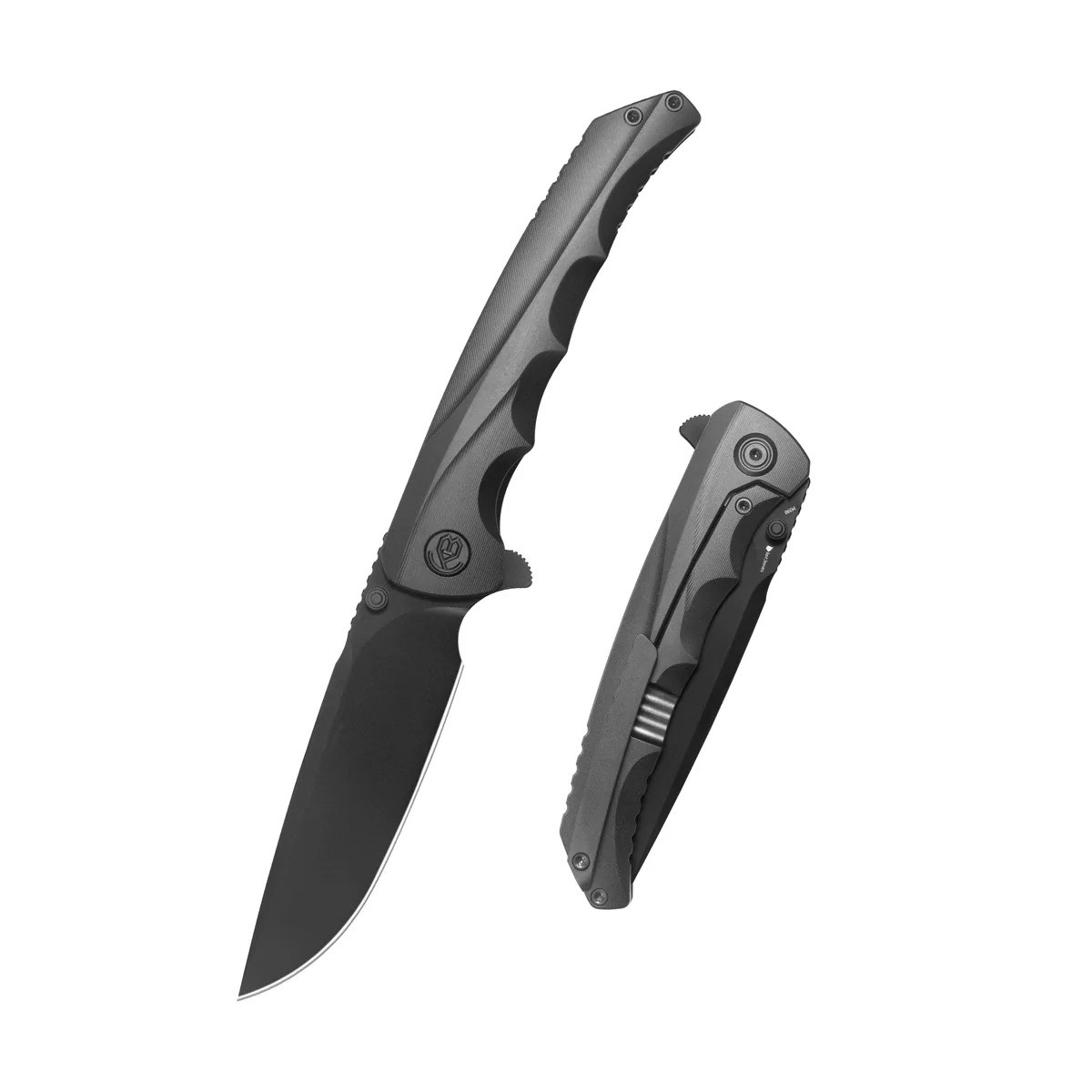 KB Zazoo Folding Knife DLC Titanium Handle M390 Plain Edge DLC