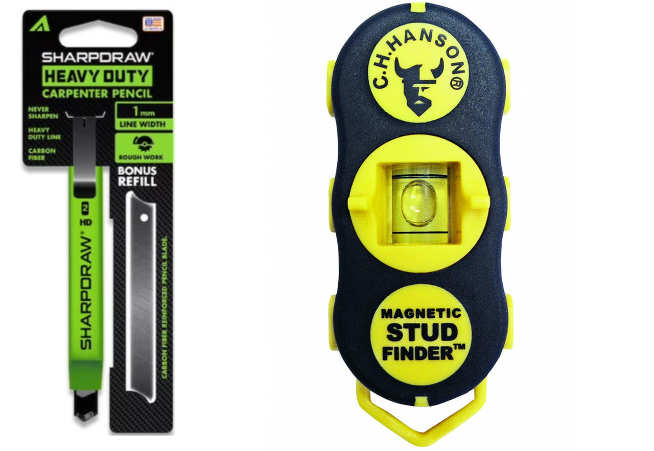 CH Hanson Magnetic Stud Finder with Sharpdraw-HD Carpenter Pencil