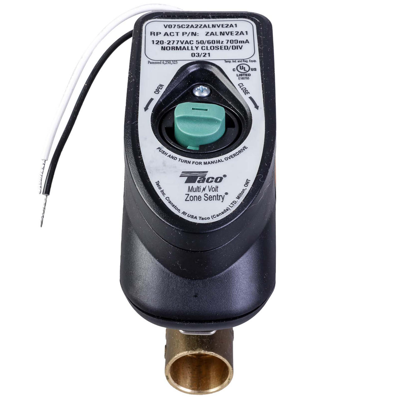 Taco V075C2A2ZALNVE2A1 Zone Sentry Zone Valve, 2 way, NC, 3/4
