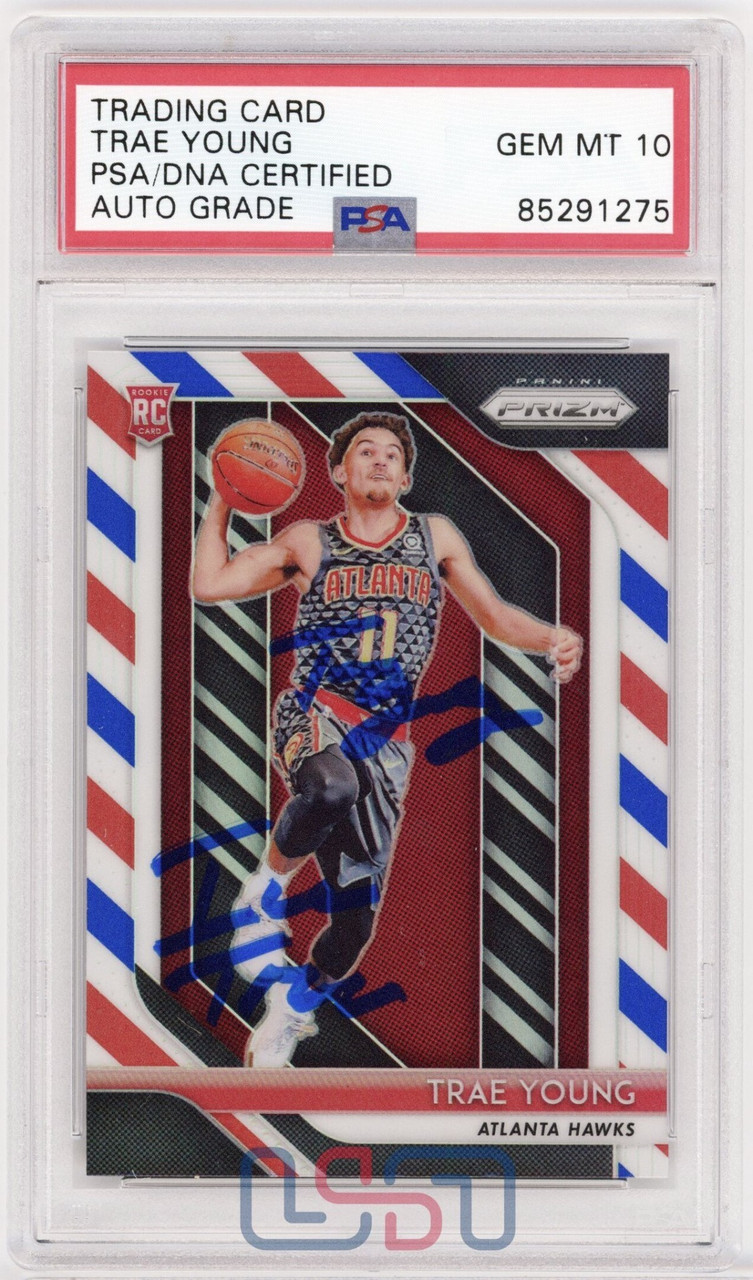 Trae Young Hawks Signed 2018-19 Panini Prizm #78 Red White & Blue