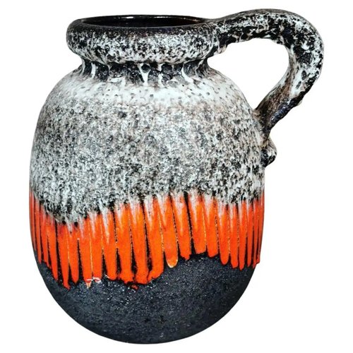 German Fat Lava Style Colored and Glazed Ceramic Pitcher with