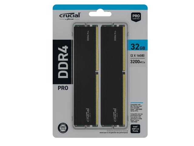 Crucial Pro 32 GB (2 x 16 GB) DDR4-3200 CL22 Memory