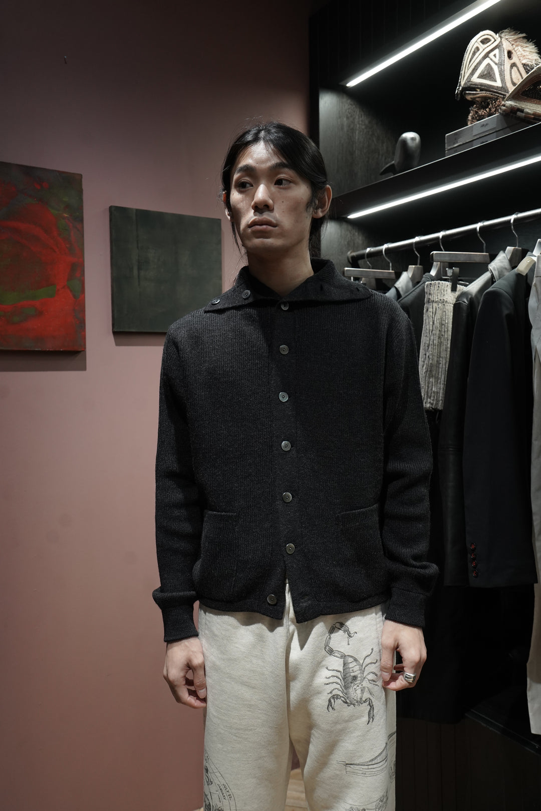 Taiga Takahashi(タイガタカハシ)のTURTLENECK CARDIGAN(CHARCOAL