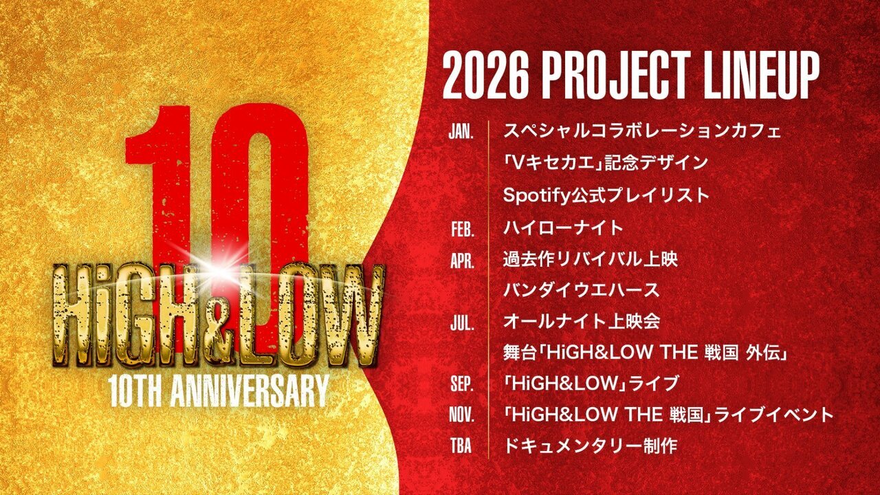 HiGH&LOW 10th ANNIVERSARY YEAR』ラインナップ解禁！『HiGH&LOW