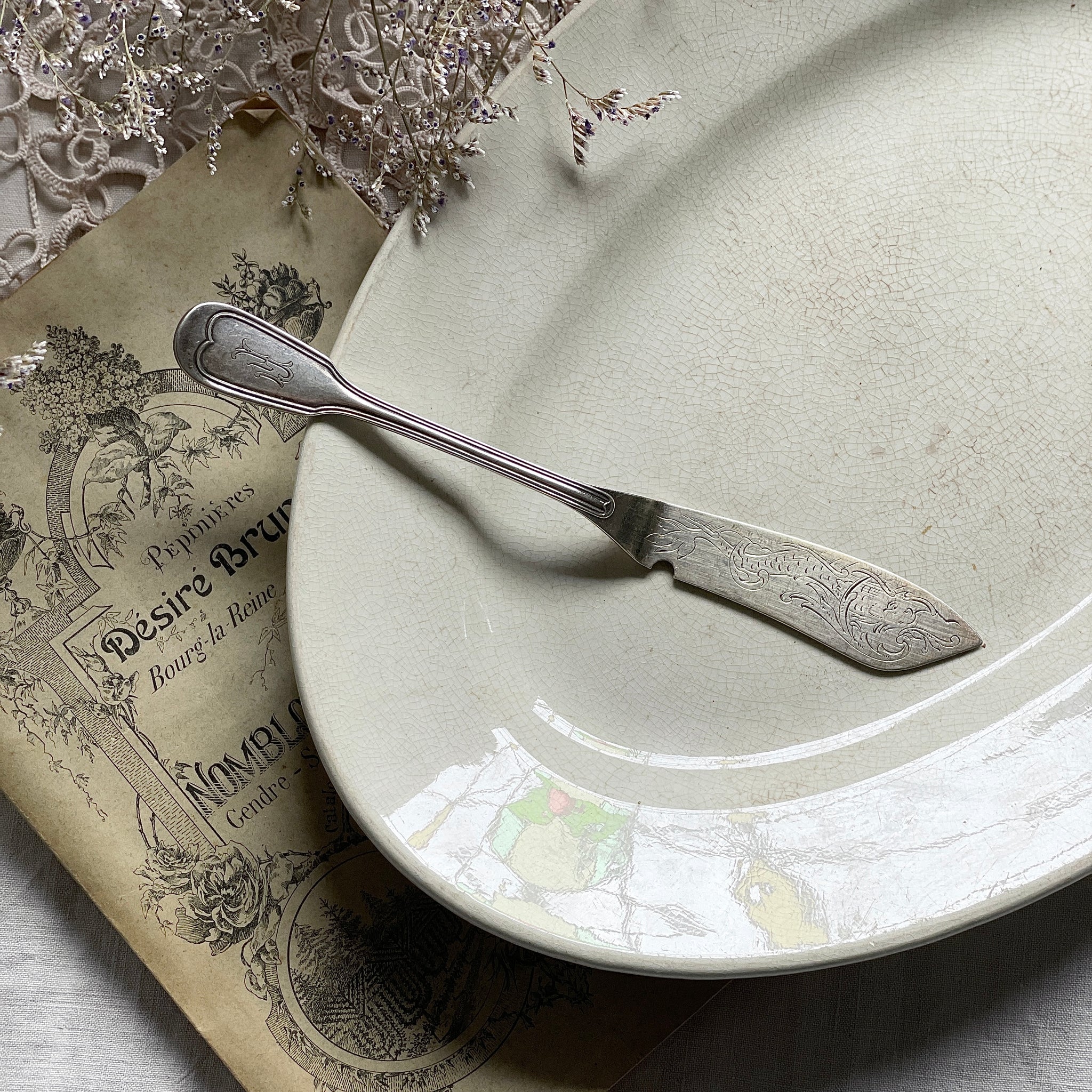 クリストフル社『F』のイニシャルが可愛いフィッシュナイフ イギリス