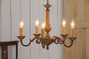 シンプルなキャンドル型5灯シャンデリア フランスアンティーク照明